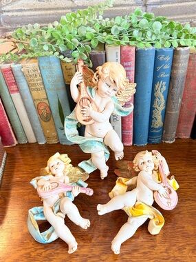 1984 Fontanini Simonelli Depose Italy Cherub Wall Plaques Set of 3
